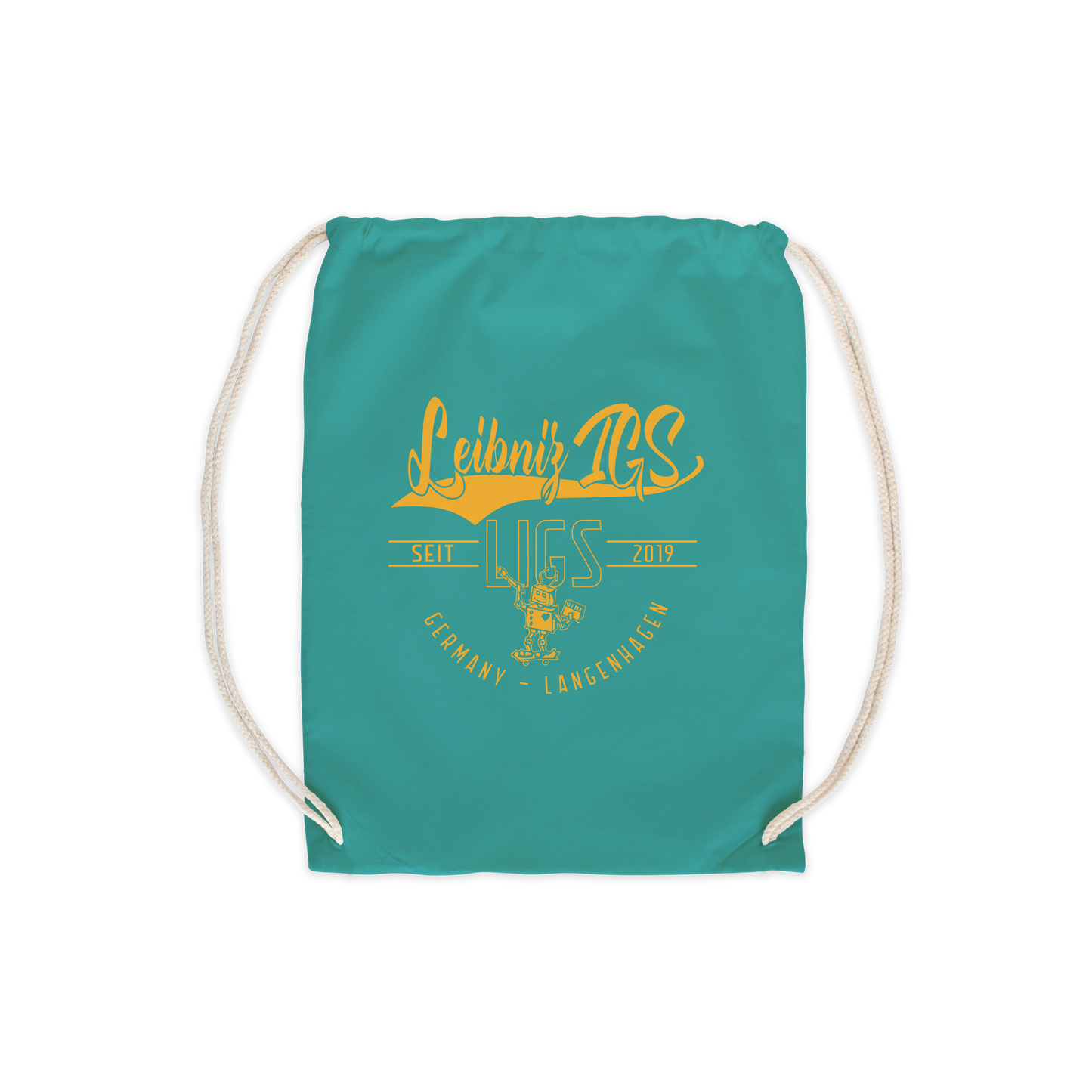 "Leibniz IGS" Turnbeutel türkis edit.