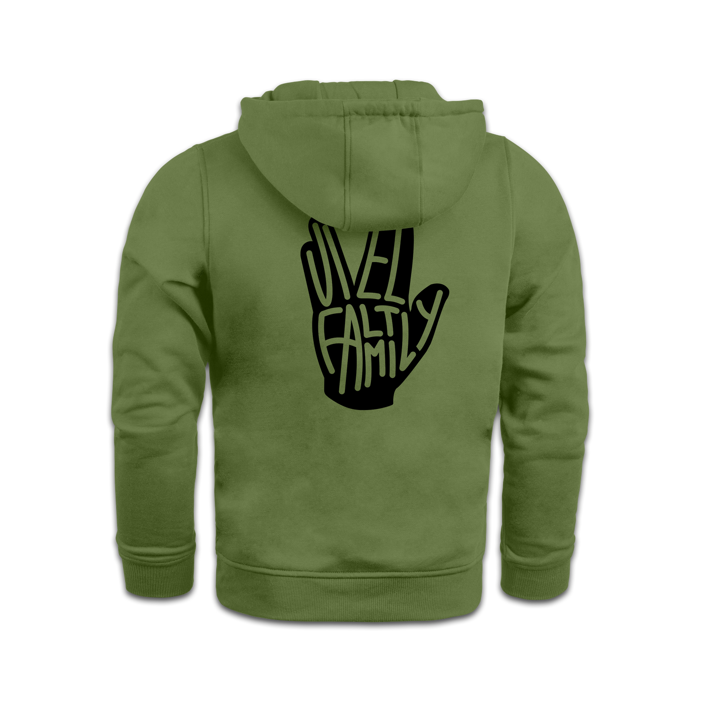 "VielFaltFamily" Hoodie olive edit.