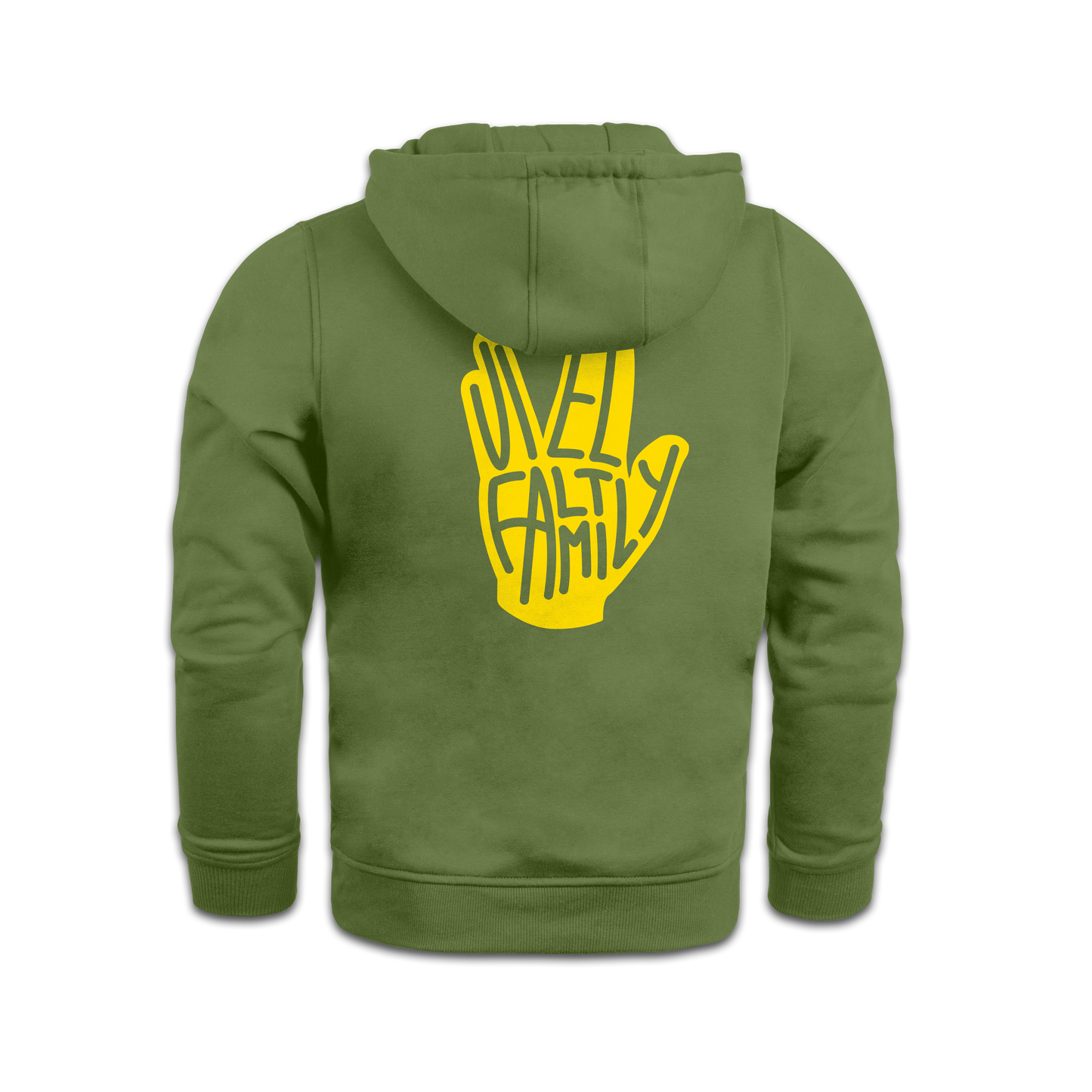 "VielFaltFamily" Hoodie olive edit.