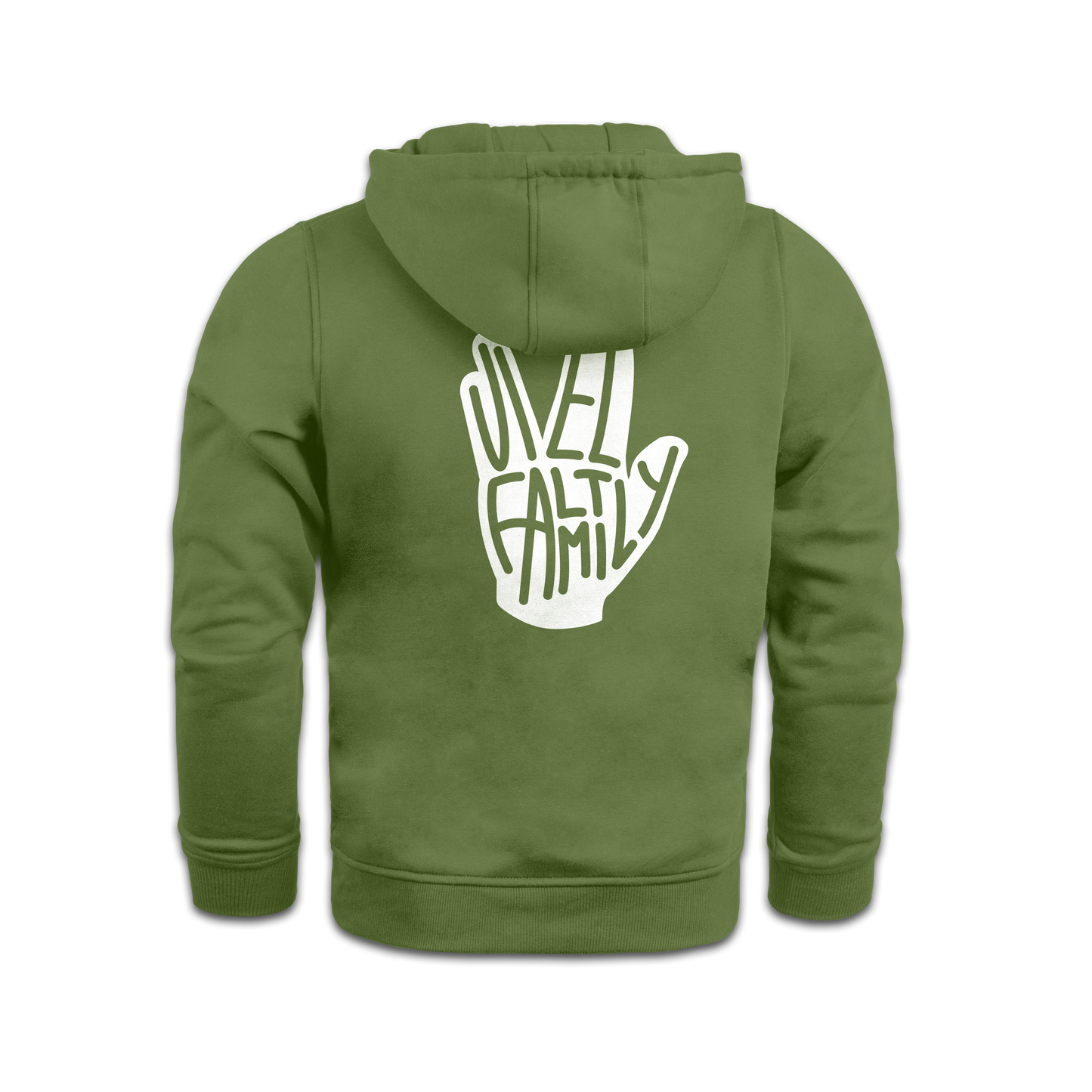 "VielFaltFamily" Hoodie olive edit.
